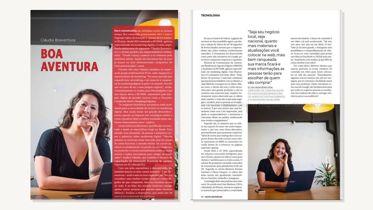 Clau Boaventura nas revistas: as matérias, com os prints